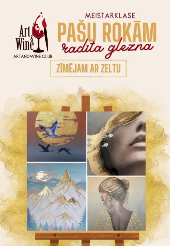 Art and Wine radošā meistarklase: Zīmējam ar zeltu