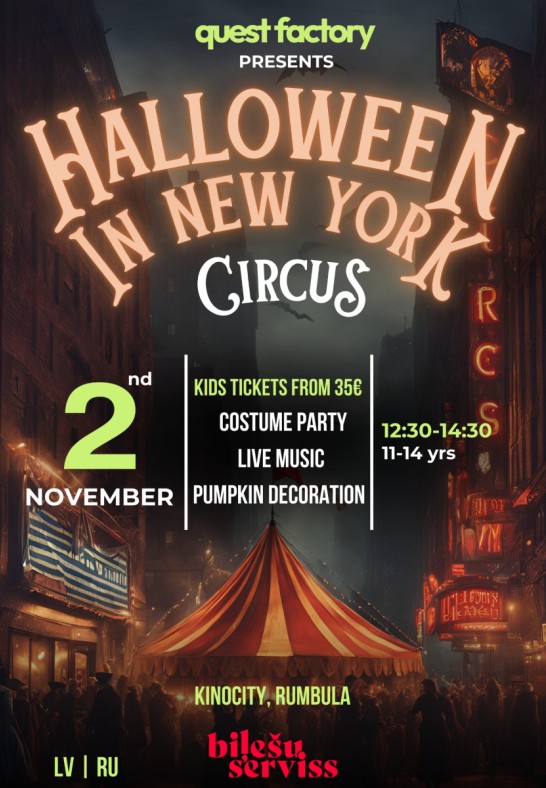 Atcelts - Circus Halloween Party in New York (11-14 gadi)