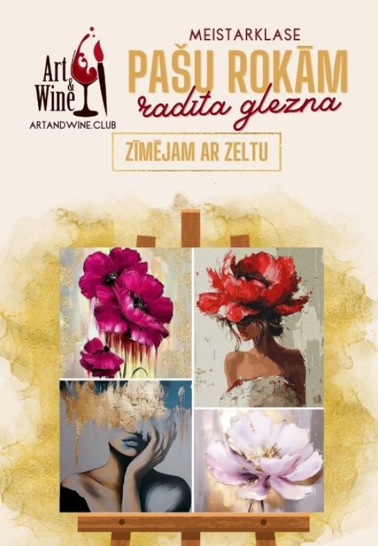 Art and Wine radošā meistarklase: Zīmējam ar zeltu