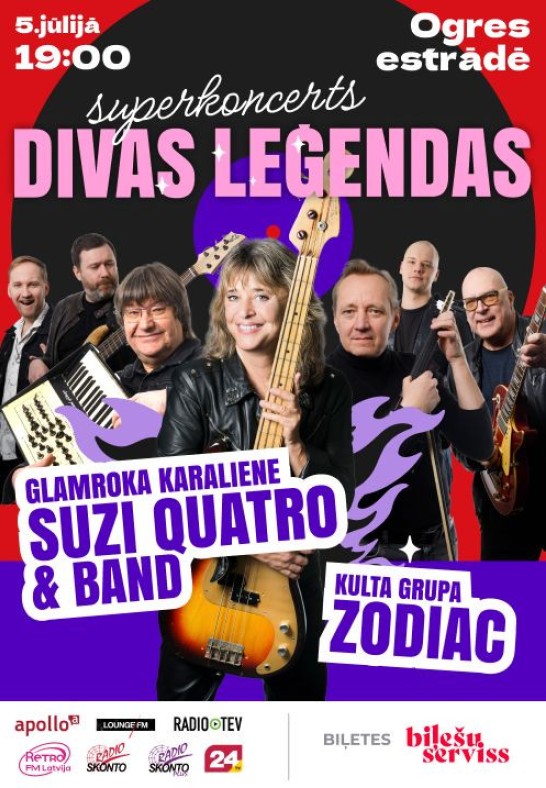 Superkoncerts 'Divas leģendas': Zodiac un Suzi Quatro & Band