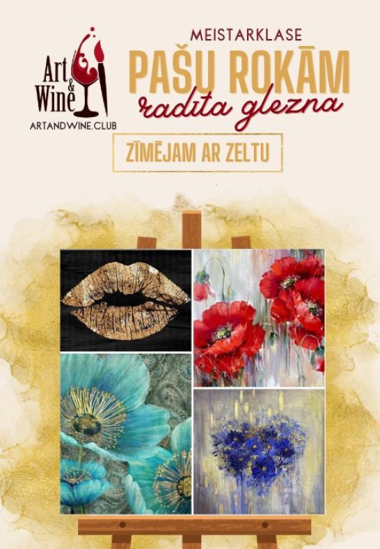 Art and Wine radošā meistarklase: Zīmējam ar zeltu